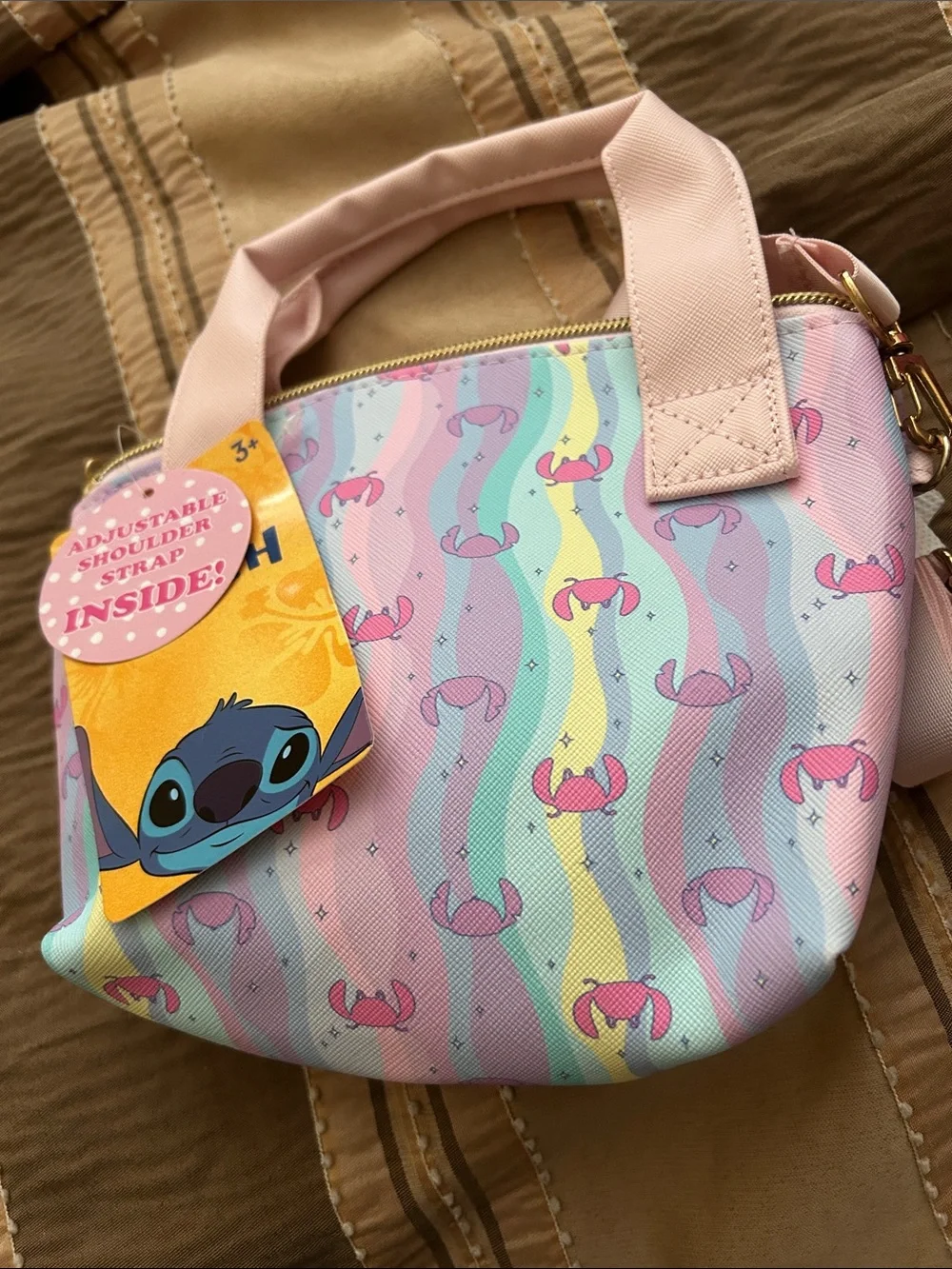 Disney Pastel Stitch & Angel Pink Handle Mini Tote